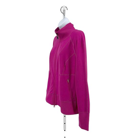 Zella Pink 2X Zip Up Stretchy Athletic Top Jacket, Full Zip Mock Neck WMNS Plus - Picture 3 of 7